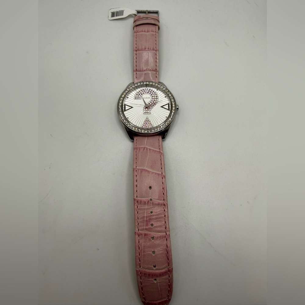 GUESS Women’s Pink Watch Crystal Dial Silicone Strap